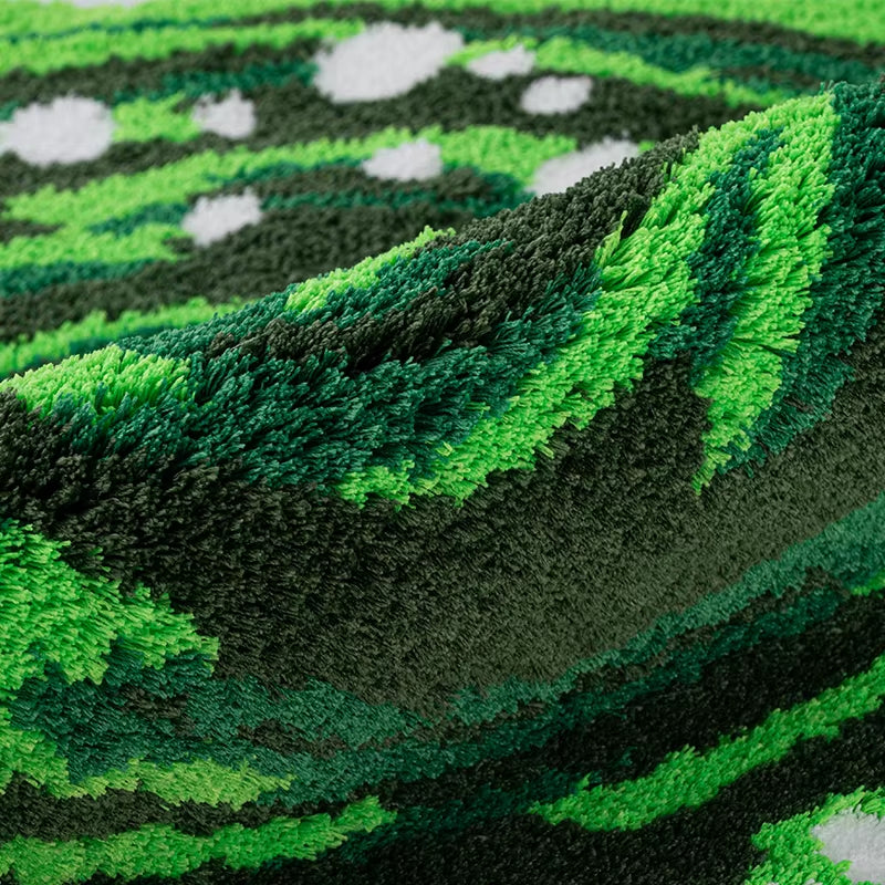 America Anime Green Portal Tufted Rug for Living Room Kid' Room Classic Cartoon round Soft Fluffy Area Rug Bath Mat Home Decor