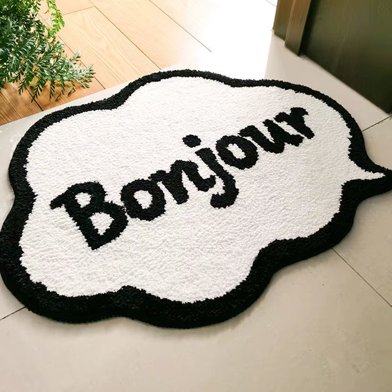 Bonjour Cute Rug Black and White Soft Mat Water Absorbent Non-Slip Ins Hotsell Simple Bathroom Carpet Nordic Floor Mat