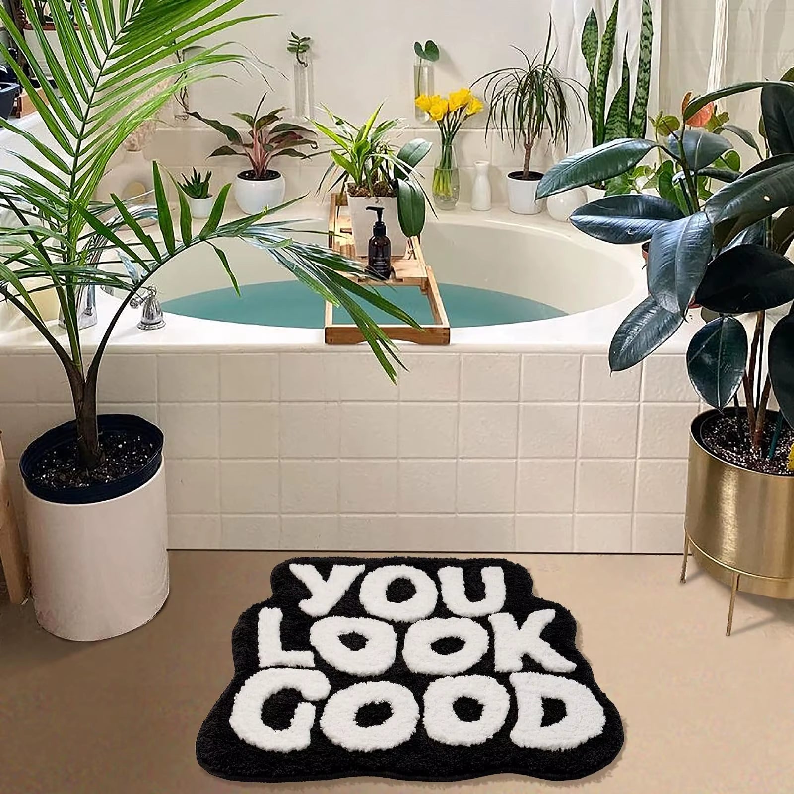 You Look Good Bath Mat Hot Pink Bathroom Rugs Funny Cute Bathroom Decor Preppy Small Cool Rug Non Slip Microfiber Washable