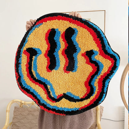 Trippy Smiling Rug - Unique Tufted Design | Ideal Friend Gift | Geeky Bedroom Rug | Home Decor with TPR Non-Slip Backing