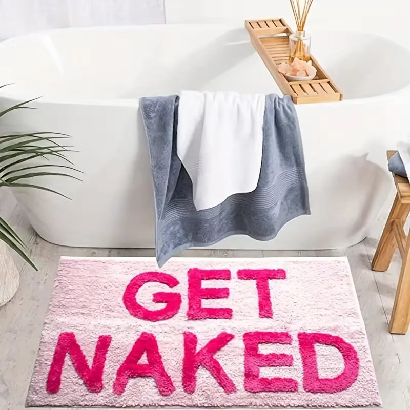 Pink Get Naked Tufted Rug Bathroom Rug Cute Bathtub Mat Entrance Doormat Living Room Apartment Decor Soft Tufted Carpet