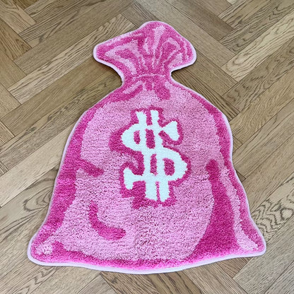 Wallet Shape Tufted Rug Pink Gril Room Anti-Slip Trippy Bedroom Handmade Flocking Rug Carpet Living Room Entrance Rug Home Decor