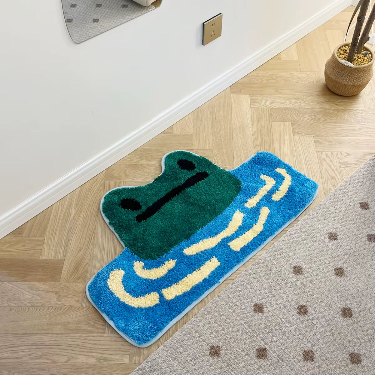 Frog Tufted Rug Funny Thickened Non Slip Foot Mat Hallway Porch Area Rug for Home Livingroom Door Mats Bathroom Rug Carpet