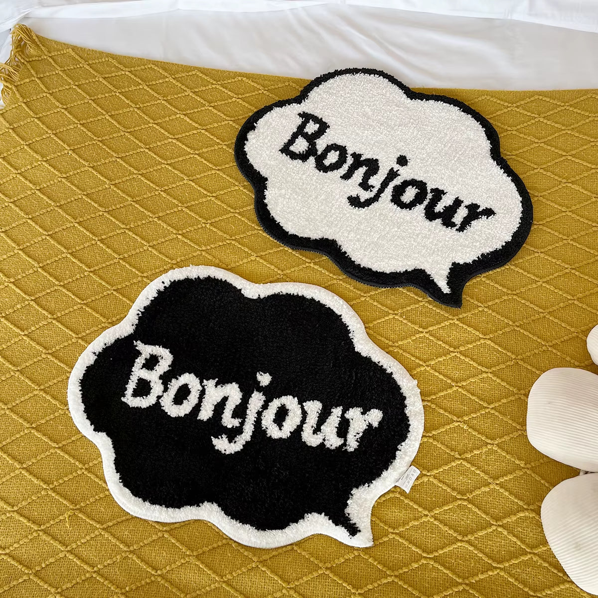 Bonjour Cute Rug Black and White Soft Mat Water Absorbent Non-Slip Ins Hotsell Simple Bathroom Carpet Nordic Floor Mat
