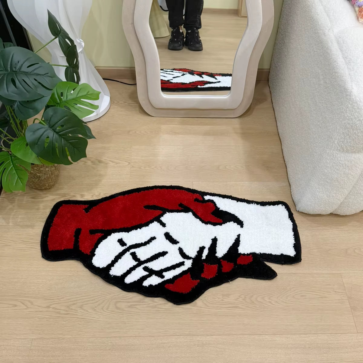 Monster Handshake Tufting Rug Aesthetic Bathroom Antislip Rug Fluffy Thickening Carpet Halloween Funny Bedroom House Warm Decor
