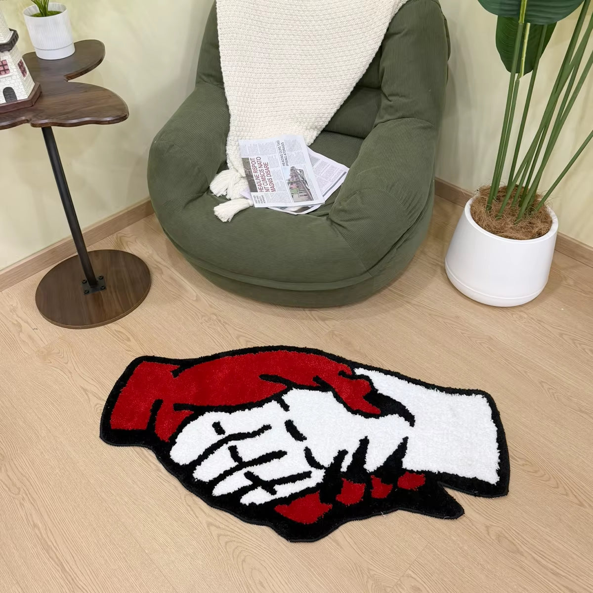 Monster Handshake Tufting Rug Aesthetic Bathroom Antislip Rug Fluffy Thickening Carpet Halloween Funny Bedroom House Warm Decor