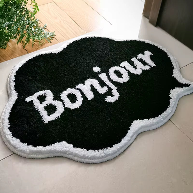 Bonjour Cute Rug Black and White Soft Mat Water Absorbent Non-Slip Ins Hotsell Simple Bathroom Carpet Nordic Floor Mat