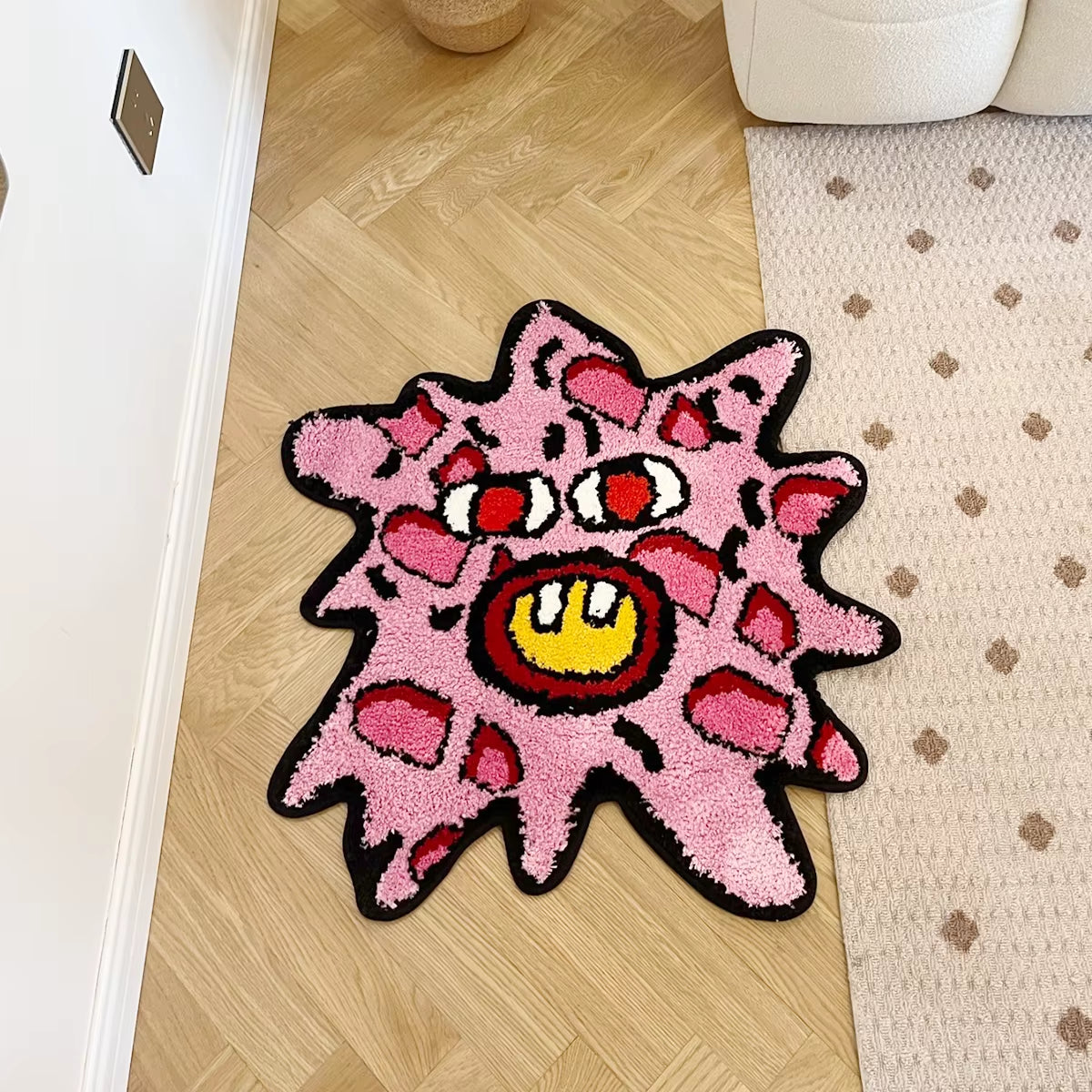 Cherry Bomb Rug Strange and Interesting Handmade Tufted Carpet Room Decor Kawaii Rug Small Rugs for Bedroom