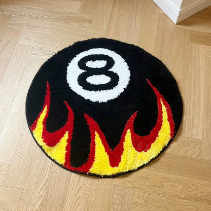 Fire Billiards No.8 Tufted Rug Bedroom Rug Bathroom Mat Soft Cartoon Funny Pad Living Room Carpet Anti-Slip Hallway Home Nursery