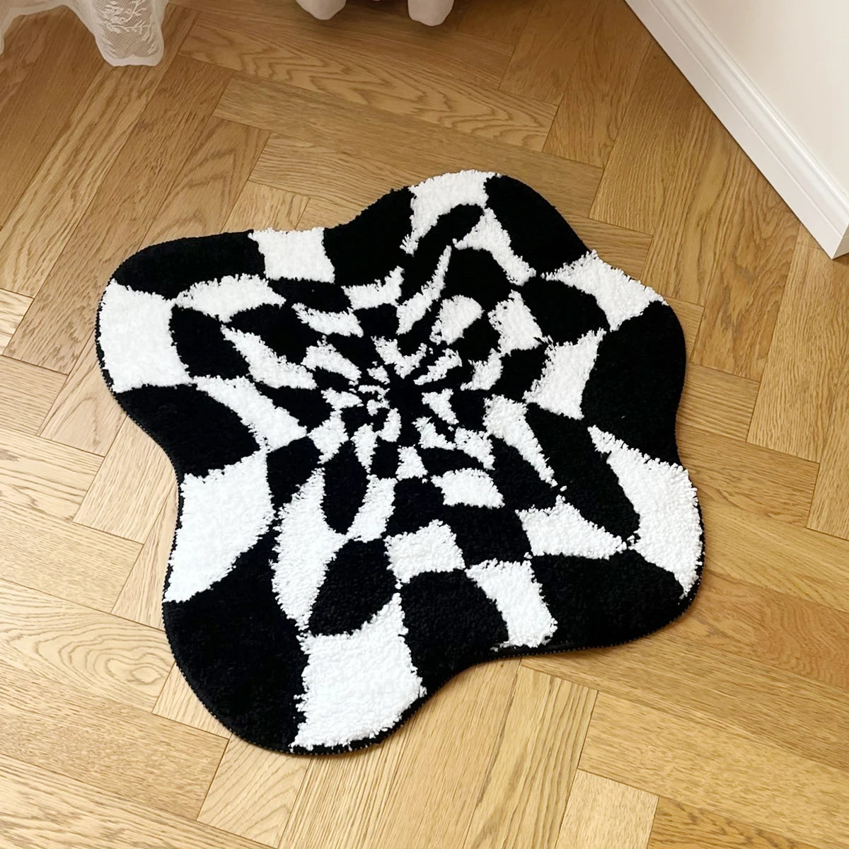 Abstract Checkered Tufted Rug
