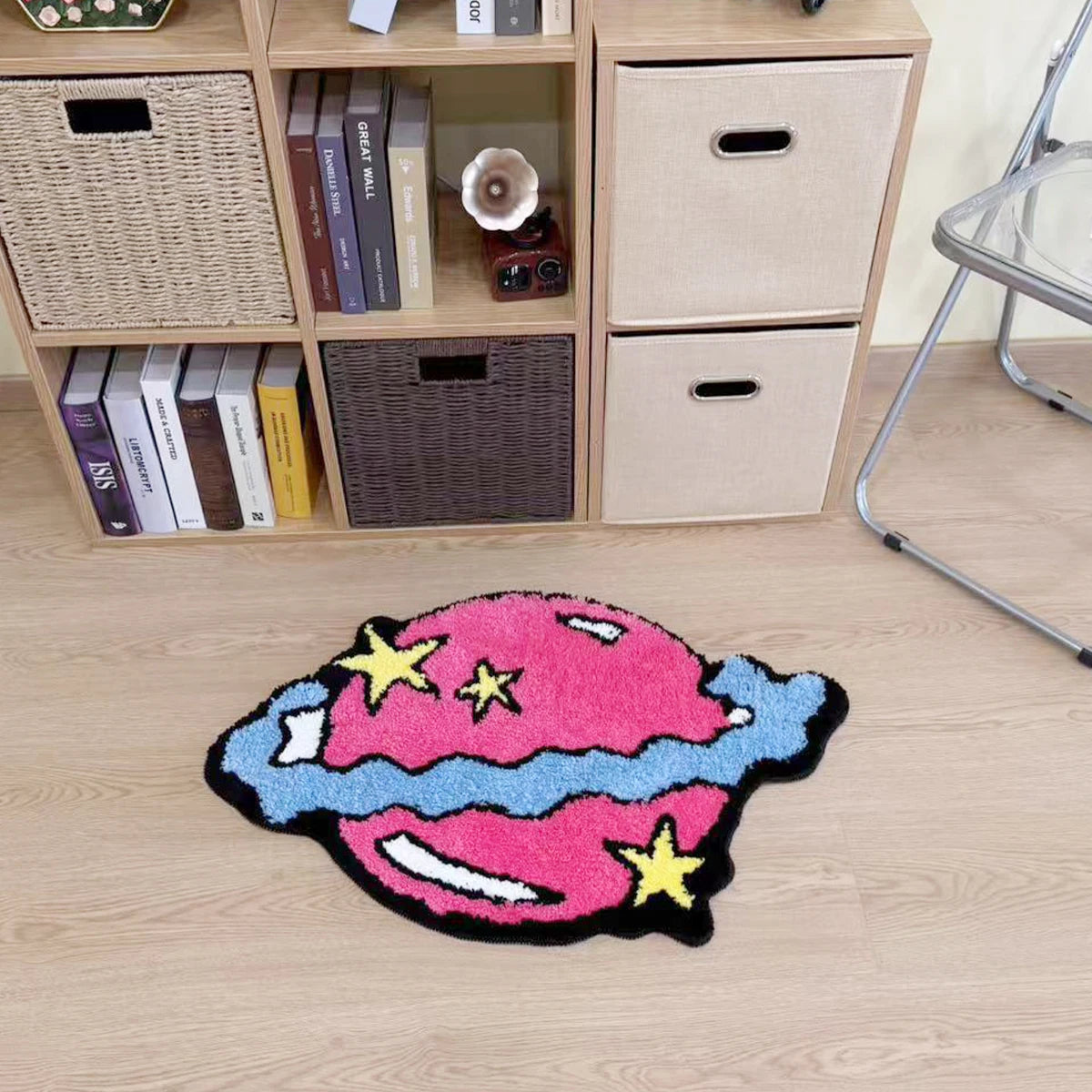 Hot Selling Pink Planet Tufted Rug Living Area Bedroom Flooring Mat Fluffy Washable Anti Slip Room Home Decor Nursery Carpet Pad