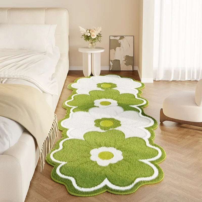 Flower Pattern Bedroom Decor Pink Carpet Thick Plush Bedside Floor Mat Irregular Shapes Carpets for Living Room Fluffy Soft Rug