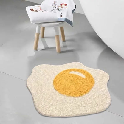 VIKAMA Cartoon Poached Egg Carpet Bedside Blanket Absorbent Bathroom Floor Mat Living Room Sofa Coffee Table Rug Home Decoration