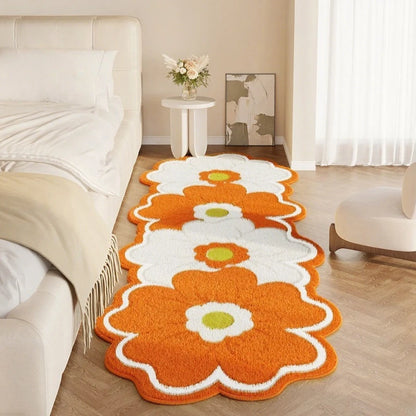 Flower Pattern Bedroom Decor Pink Carpet Thick Plush Bedside Floor Mat Irregular Shapes Carpets for Living Room Fluffy Soft Rug