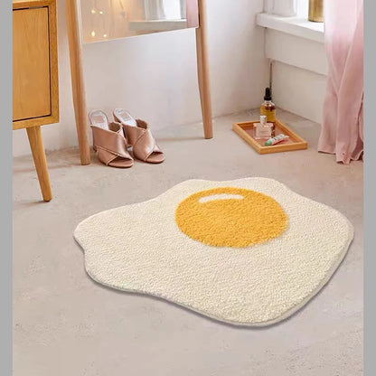 VIKAMA Cartoon Poached Egg Carpet Bedside Blanket Absorbent Bathroom Floor Mat Living Room Sofa Coffee Table Rug Home Decoration