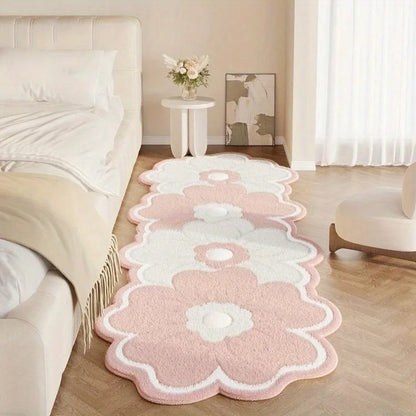 Flower Pattern Bedroom Decor Pink Carpet Thick Plush Bedside Floor Mat Irregular Shapes Carpets for Living Room Fluffy Soft Rug