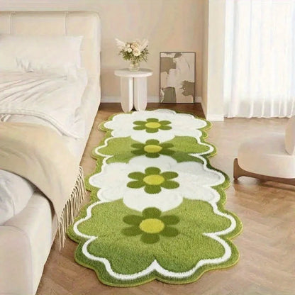 Flower Pattern Bedroom Decor Pink Carpet Thick Plush Bedside Floor Mat Irregular Shapes Carpets for Living Room Fluffy Soft Rug