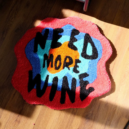 Need More Wine Tufted Rug 100% Handmade Tufted Rug Irregular Bedside Rug Soft Fluffy Colorful Bathroom Mat Bedroom Carpet