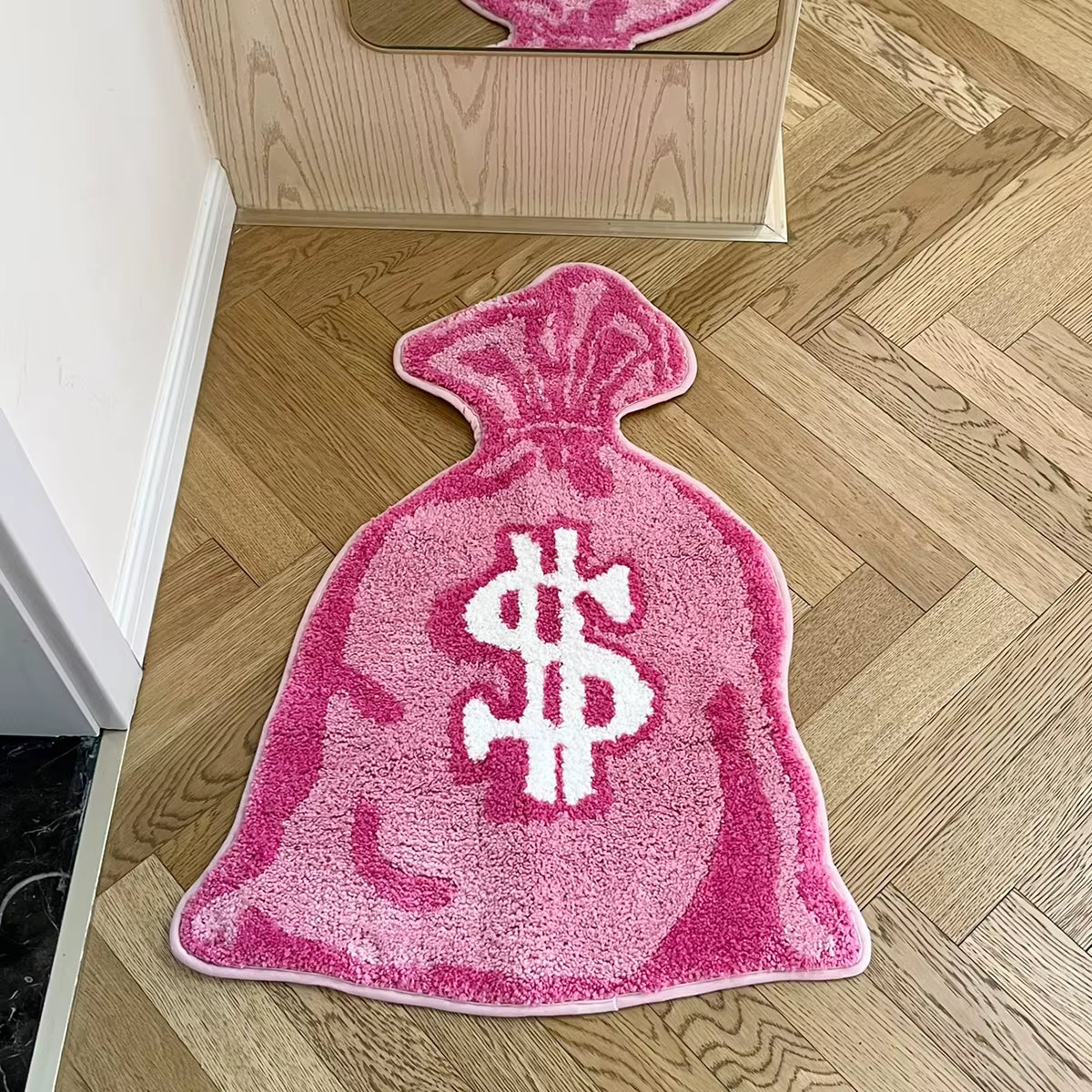 Wallet Shape Tufted Rug Pink Gril Room Anti-Slip Trippy Bedroom Handmade Flocking Rug Carpet Living Room Entrance Rug Home Decor
