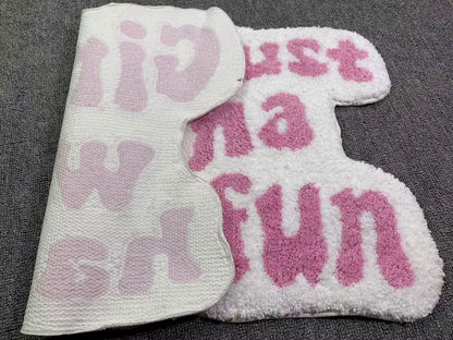 50X80Cm Irregular Shaped Pink Letters Individual Aesthetic Design Carpet Flocked Soft Room Door Mat Rug Three Styles Bedside Rug