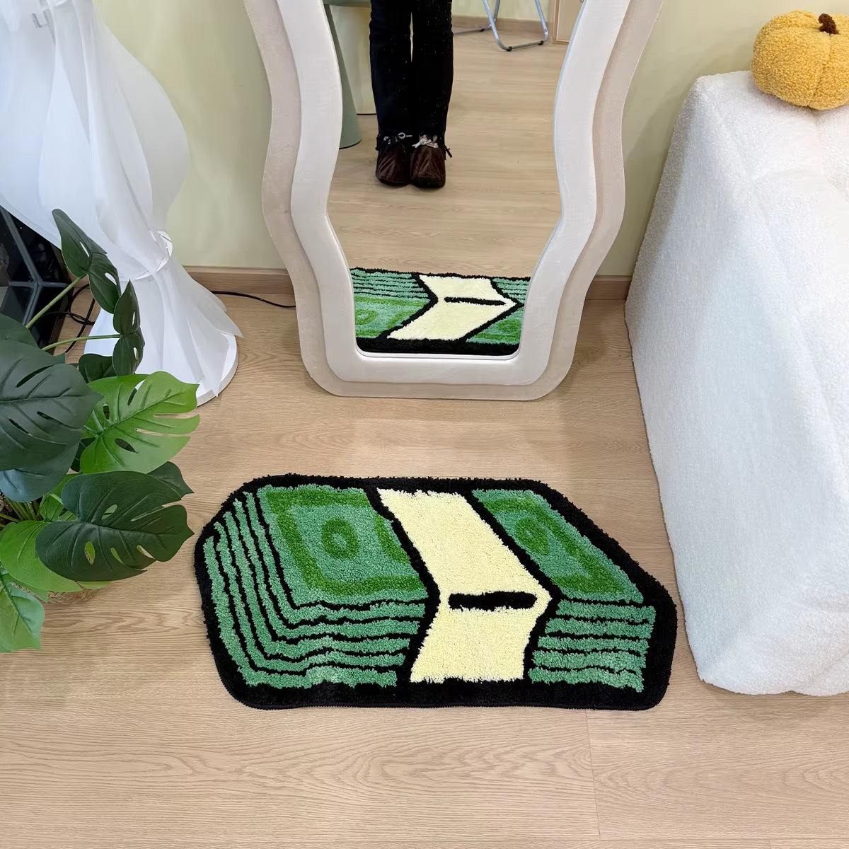 Cartoon Dollar Green Tufted Rug Bathroom Mat Bathmat Rug Carpet Entrance Doormat Floor anti Slip Foot Pad Aesthetic Home Decor
