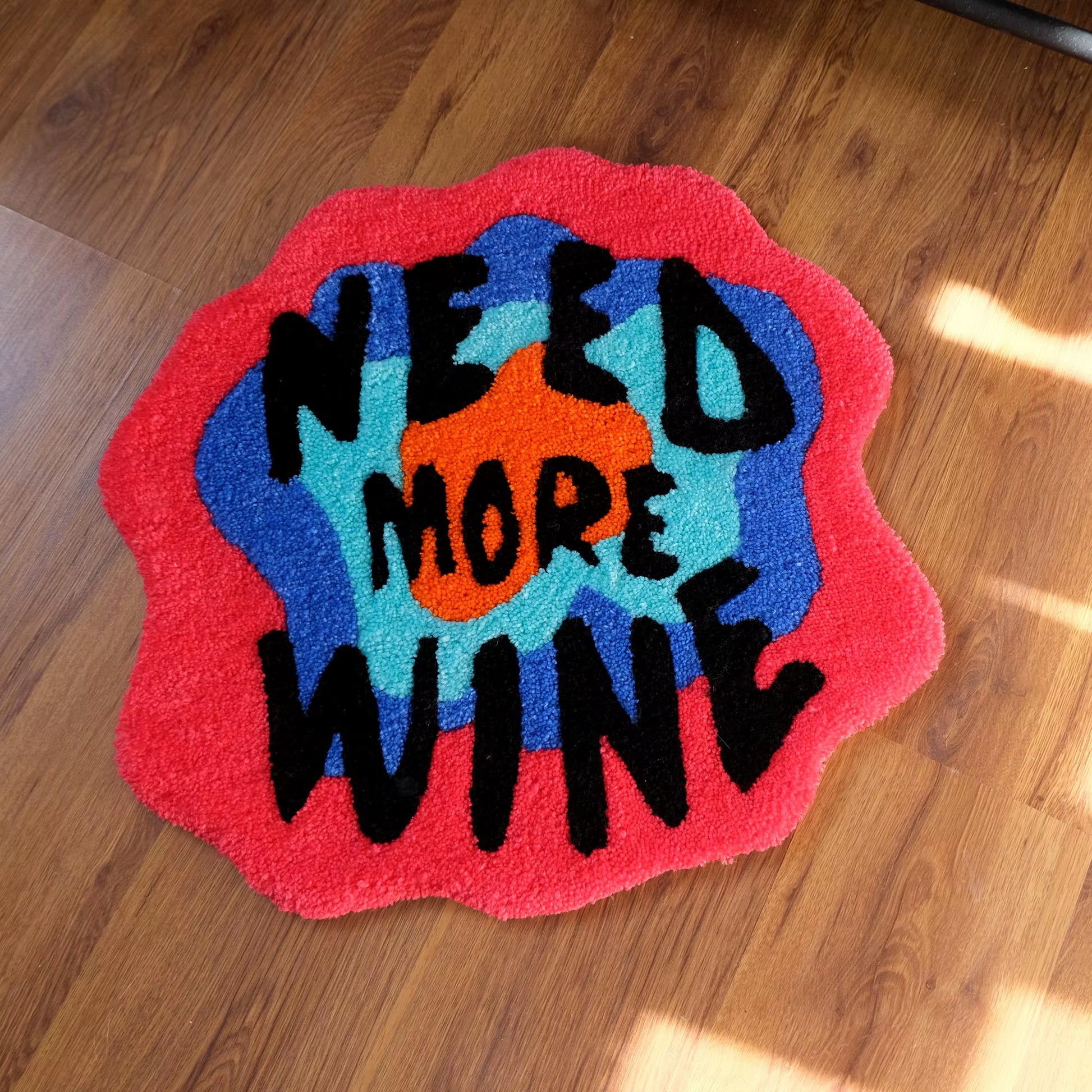 Need More Wine Tufted Rug 100% Handmade Tufted Rug Irregular Bedside Rug Soft Fluffy Colorful Bathroom Mat Bedroom Carpet