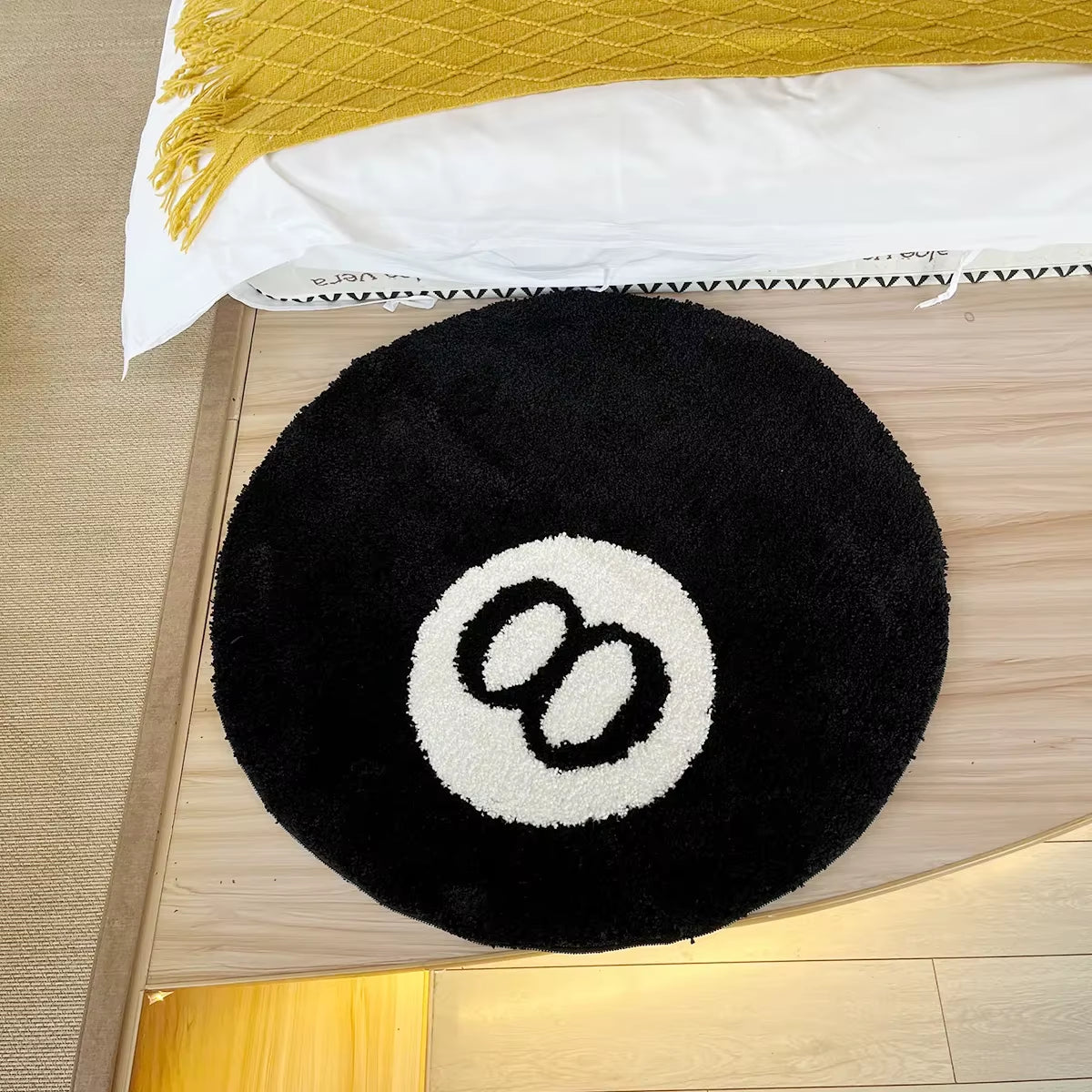 8 Ball Rug Black round Rug Carpet Non-Slip Flocking Floor Area Rug Bath Mat for Living Room Bathroom Decor Room Home Decor