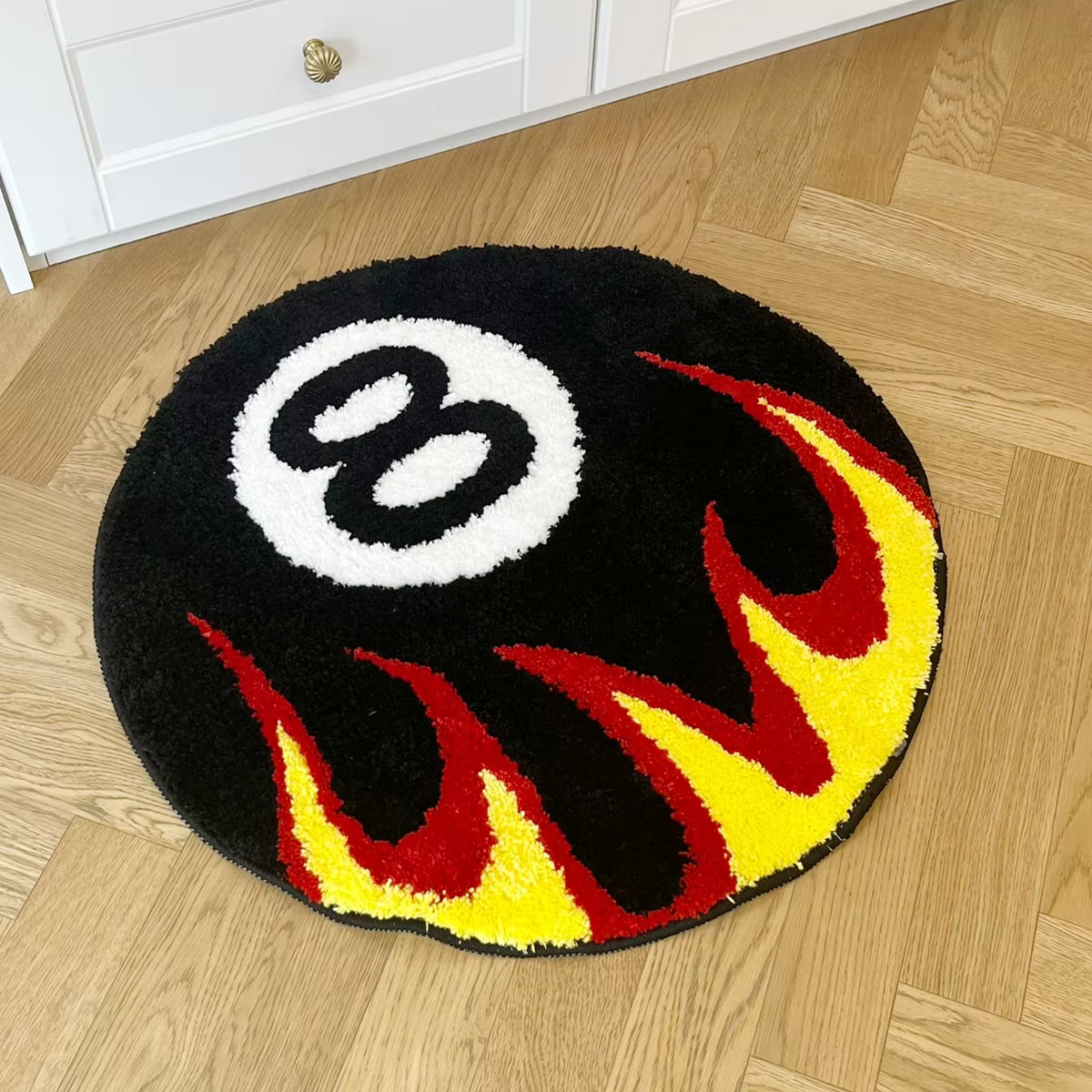 Fire Billiards No.8 Tufted Rug Bedroom Rug Bathroom Mat Soft Cartoon Funny Pad Living Room Carpet Anti-Slip Hallway Home Nursery