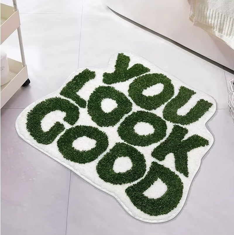 You Look Good Bath Mat Hot Pink Bathroom Rugs Funny Cute Bathroom Decor Preppy Small Cool Rug Non Slip Microfiber Washable